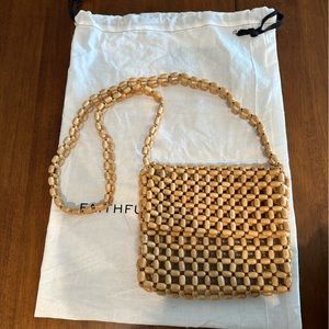 Faithfull the Brand wooden beaded purse, sold with cloth bag